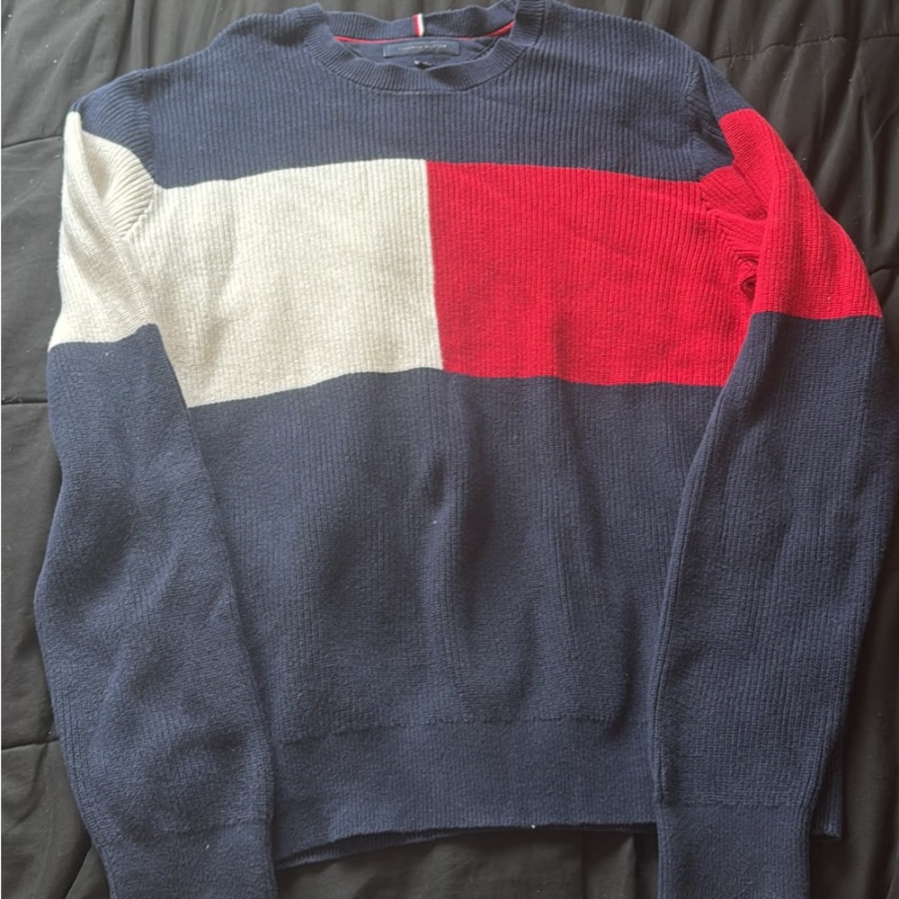 Tommy Hilfiger Navy, White, and Red Crewneck Sweater